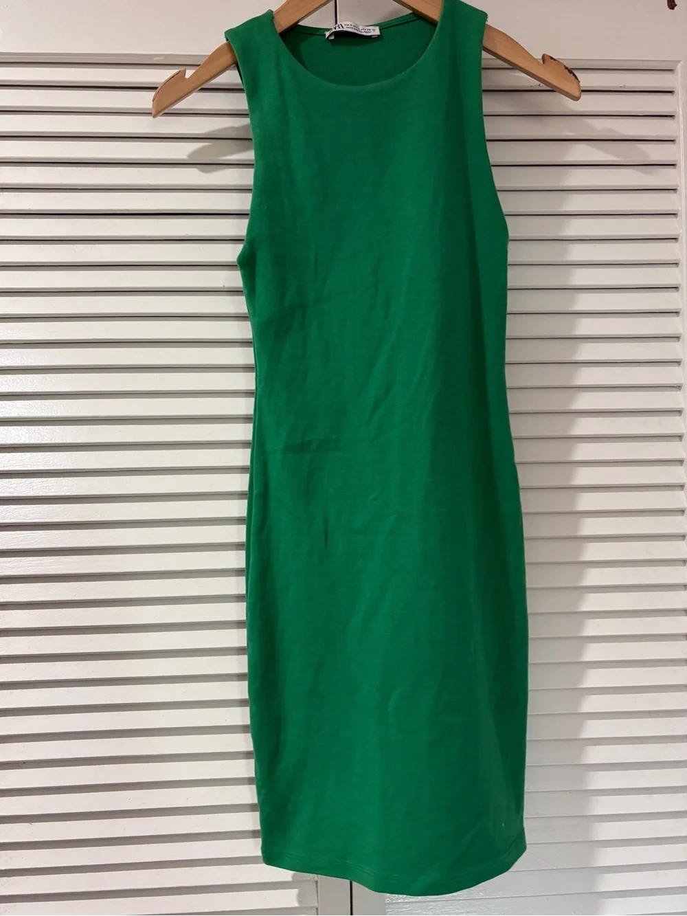 zara mini dress green Zara Green Plaid Mini Dress by Zara